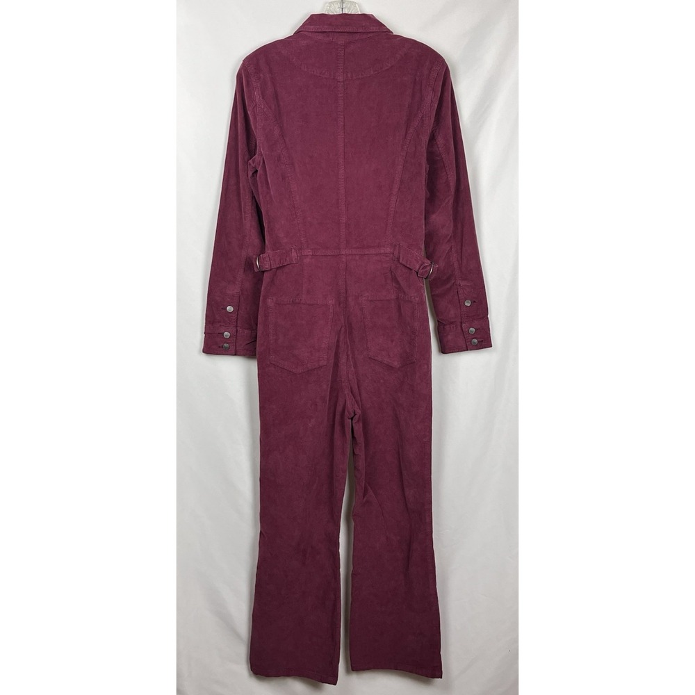 Free People Take Me Out Mulberry Corduroy Jumpsuit 6 Zip Front Utility Boho $148 - Picture 2 of 13